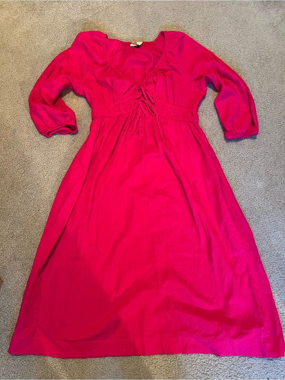 Universal Thread Bright Fuchsia Midi Dress with Tie Front